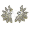 Rhodium Gold Filled Stud Earring, Flower Design, with White Cubic Zirconia and White Micro Pave, Polished, Rhodium Finish, 02.436.0033.1