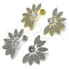 Rhodium Gold Filled Stud Earring, Flower Design, with White Cubic Zirconia and White Micro Pave, Polished, Rhodium Finish, 02.436.0033.1