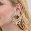 Oro Laminado Stud Earring, Gold Filled Style with White Cubic Zirconia, Polished, Golden Finish, 02.436.0035