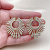 Oro Laminado Stud Earring, Gold Filled Style with White Cubic Zirconia, Polished, Golden Finish, 02.436.0035