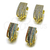 Oro Laminado Stud Earring, Gold Filled Style with White Cubic Zirconia, Polished, Golden Finish, 02.436.0037