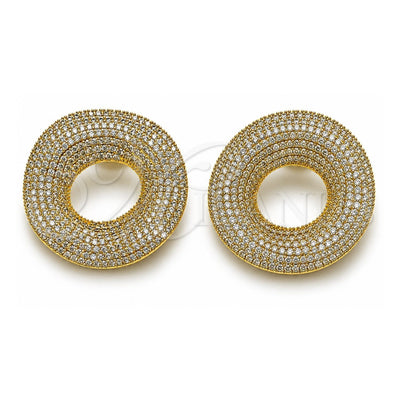 Oro Laminado Stud Earring, Gold Filled Style with White Cubic Zirconia, Polished, Golden Finish, 02.436.0038