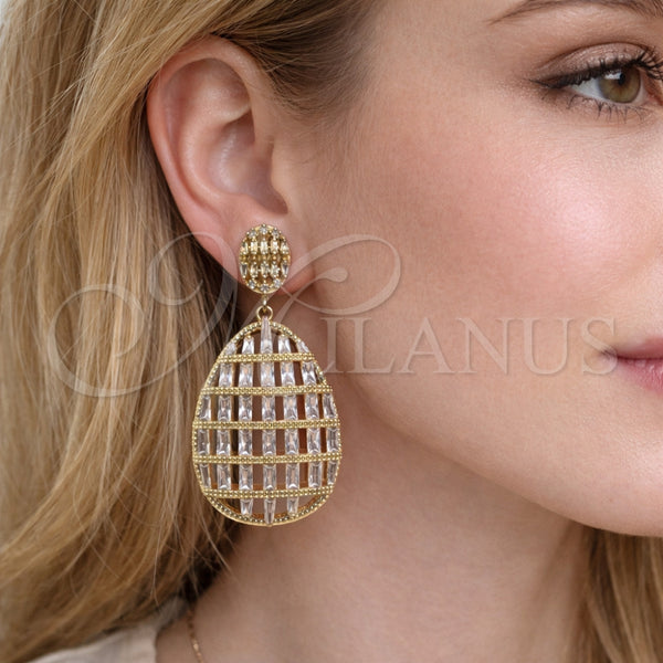 Gold Filled Ring — Dangle Earring Baguette Design with White Cubic Zirconia — alternate product view — SKU 164275 | Oro Laminado anillo — Dangle Earring Baguette diseño with blanco Cubic Zirconia — SKU 164275