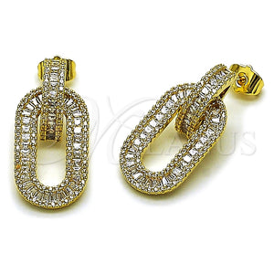 Gold Filled Ring — Dangle Earring Baguette and Cluster Design with White — main product view — SKU 164276 | Oro Laminado anillo — Dangle Earring Baguette and Cluster diseño with blanco — SKU 164276