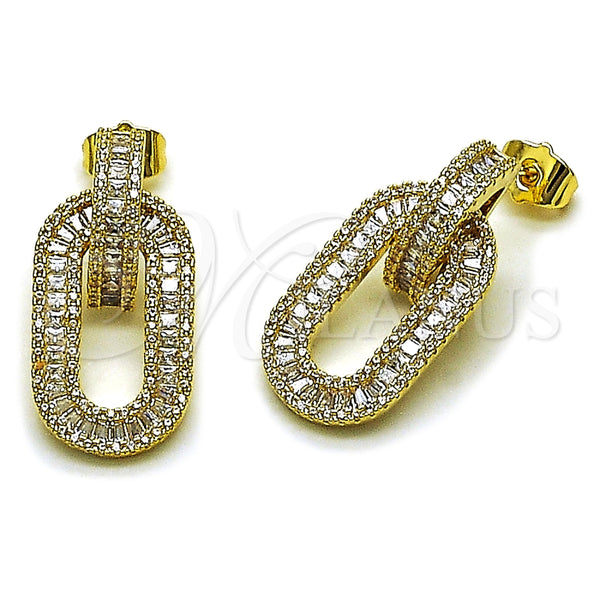 Gold Filled Ring — Dangle Earring Baguette and Cluster Design with White — main product view — SKU 164276 | Oro Laminado anillo — Dangle Earring Baguette and Cluster diseño with blanco — SKU 164276