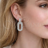 Rhodium Gold Filled Dangle Earring, Cluster and Baguette Design, with White Cubic Zirconia and White Micro Pave, Polished, Rhodium Finish, 02.436.0041.1