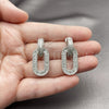 Rhodium Gold Filled Dangle Earring, Cluster and Baguette Design, with White Cubic Zirconia and White Micro Pave, Polished, Rhodium Finish, 02.436.0041.1