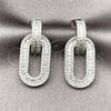 Rhodium Gold Filled Dangle Earring, Cluster and Baguette Design, with White Cubic Zirconia and White Micro Pave, Polished, Rhodium Finish, 02.436.0041.1
