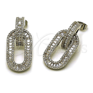 White Gold Filled Ring — Dangle Earring Cluster and Baguette Design with White — main product view — SKU 164277 | Oro Laminado Blanco anillo — Dangle Earring Cluster and Baguette diseño with blanco — SKU 164277