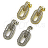 Rhodium Gold Filled Dangle Earring, Cluster and Baguette Design, with White Cubic Zirconia and White Micro Pave, Polished, Rhodium Finish, 02.436.0041.1