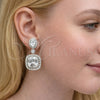 Rhodium Gold Filled Dangle Earring, Cluster Design, with White Cubic Zirconia and White Micro Pave, Polished, Rhodium Finish, 02.436.0044.1