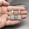 Rhodium Gold Filled Dangle Earring, Cluster Design, with White Cubic Zirconia and White Micro Pave, Polished, Rhodium Finish, 02.436.0044.1