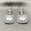 Rhodium Gold Filled Dangle Earring, Cluster Design, with White Cubic Zirconia and White Micro Pave, Polished, Rhodium Finish, 02.436.0044.1