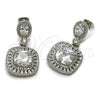 Rhodium Gold Filled Dangle Earring, Cluster Design, with White Cubic Zirconia and White Micro Pave, Polished, Rhodium Finish, 02.436.0044.1