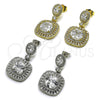 Rhodium Gold Filled Dangle Earring, Cluster Design, with White Cubic Zirconia and White Micro Pave, Polished, Rhodium Finish, 02.436.0044.1
