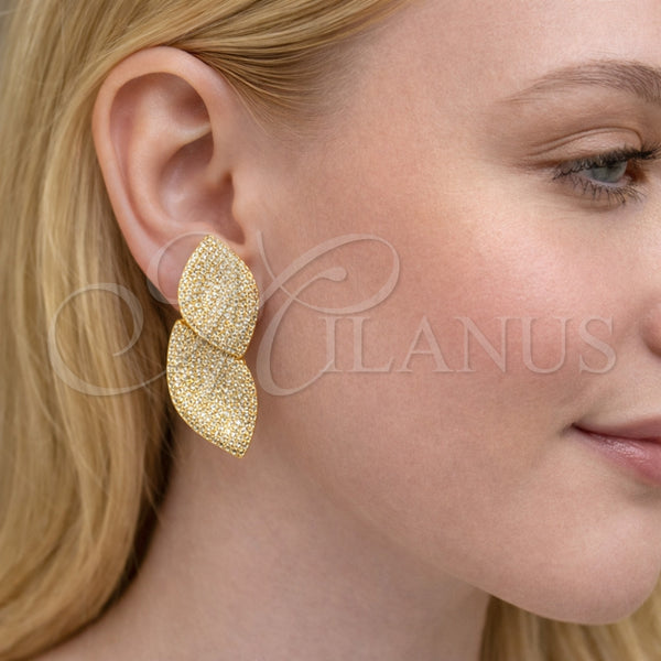 Gold Filled Ring — Stud Earring Leaf Design with White Cubic Zirconia — alternate product view — SKU 164284 | Oro Laminado anillo — Stud Earring Leaf diseño with blanco Cubic Zirconia — SKU 164284