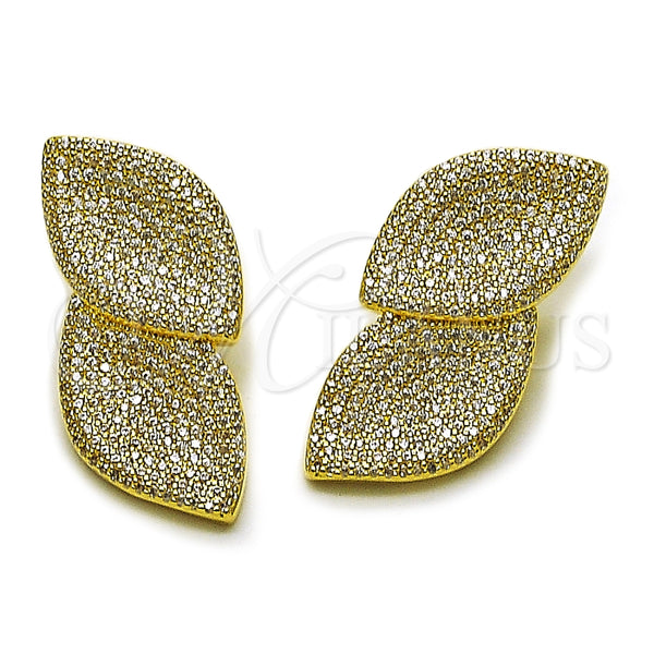 Gold Filled Ring — Stud Earring Leaf Design with White Cubic Zirconia — main product view — SKU 164284 | Oro Laminado anillo — Stud Earring Leaf diseño with blanco Cubic Zirconia — SKU 164284