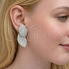 Rhodium Gold Filled Stud Earring, Leaf Design, with White Cubic Zirconia, Polished, Rhodium Finish, 02.436.0045.1