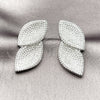 Rhodium Gold Filled Stud Earring, Leaf Design, with White Cubic Zirconia, Polished, Rhodium Finish, 02.436.0045.1