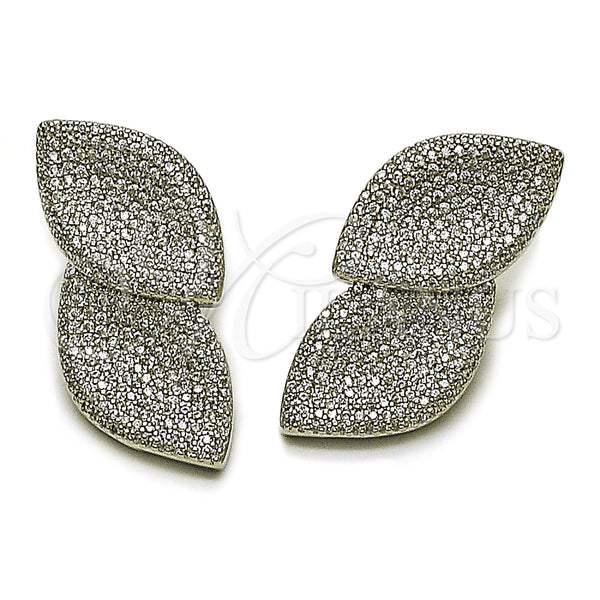 White Gold Filled Ring — Stud Earring Leaf Design with White Cubic Zirconia — main product view — SKU 164285 | Oro Laminado Blanco anillo — Stud Earring Leaf diseño with blanco Cubic Zirconia — SKU 164285