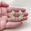 Oro Laminado Stud Earring, Gold Filled Style Flower Design, with White Cubic Zirconia, Polished, Golden Finish, 02.436.0046