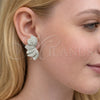 Rhodium Gold Filled Stud Earring, Flower Design, with White Cubic Zirconia, Polished, Rhodium Finish, 02.436.0046.1