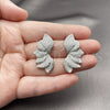 Rhodium Gold Filled Stud Earring, Flower Design, with White Cubic Zirconia, Polished, Rhodium Finish, 02.436.0046.1