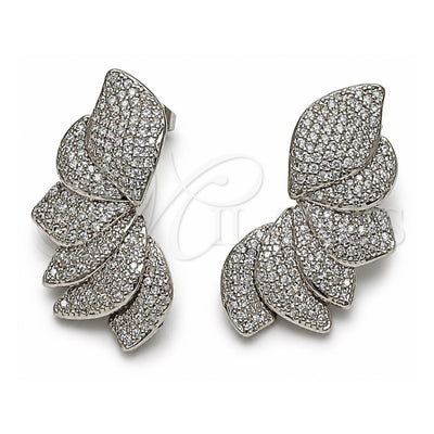 White Gold Filled Stud Earring, Flower Design, with White Cubic Zirconia, Polished, Rhodium Finish, 02.436.0046.1