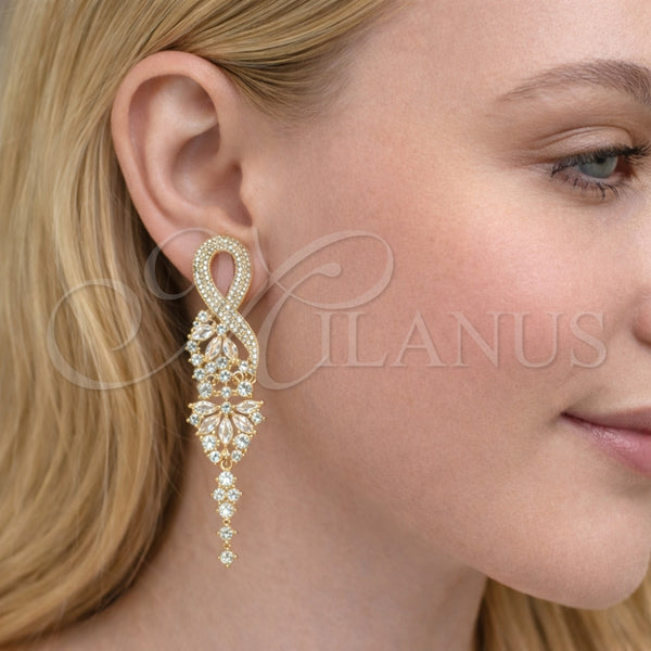 Gold Filled Ring — Long Earring Infinite Design with White Cubic Zirconia — alternate product view — SKU 164288 | Oro Laminado anillo — Long Earring Infinite diseño with blanco Cubic Zirconia — SKU 164288