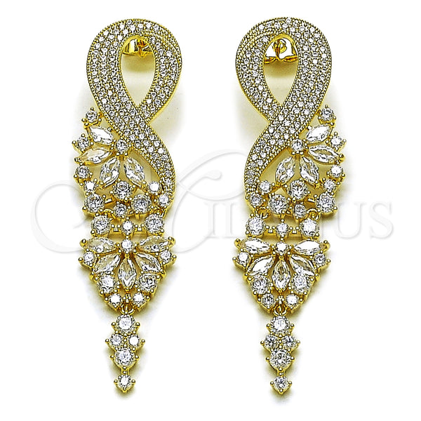 Gold Filled Ring — Long Earring Infinite Design with White Cubic Zirconia — main product view — SKU 164288 | Oro Laminado anillo — Long Earring Infinite diseño with blanco Cubic Zirconia — SKU 164288
