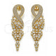 Oro Laminado Long Earring, Gold Filled Style Infinite Design, with White Cubic Zirconia, Polished, Golden Finish, 02.436.0047