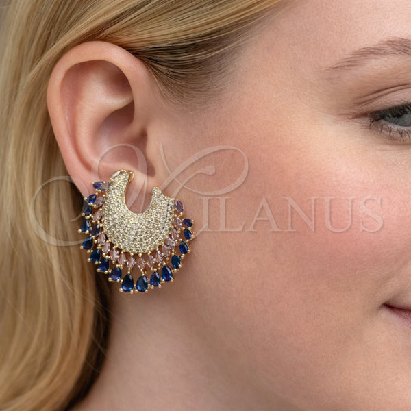 Gold Filled Ring — Stud Earring Teardrop Design with Sapphire Blue and — alternate product view — SKU 164290 | Oro Laminado anillo — Stud Earring Teardrop diseño with Sapphire Blue and — SKU 164290