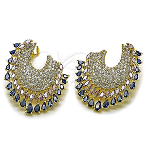 Gold Filled Ring — Stud Earring Teardrop Design with Sapphire Blue and — main product view — SKU 164290 | Oro Laminado anillo — Stud Earring Teardrop diseño with Sapphire Blue and — SKU 164290