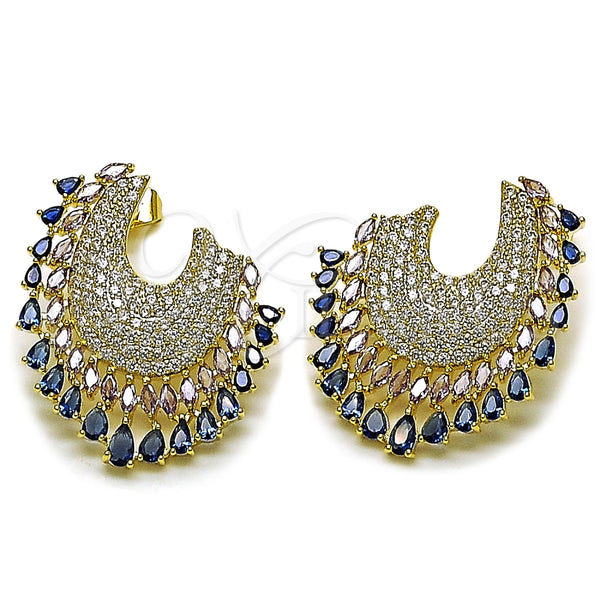 Gold Filled Ring — Stud Earring Teardrop Design with Sapphire Blue and — main product view — SKU 164290 | Oro Laminado anillo — Stud Earring Teardrop diseño with Sapphire Blue and — SKU 164290