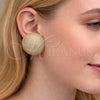 Oro Laminado Stud Earring, Gold Filled Style with White Cubic Zirconia, Polished, Golden Finish, 02.436.0049