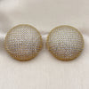 Oro Laminado Stud Earring, Gold Filled Style with White Cubic Zirconia, Polished, Golden Finish, 02.436.0049