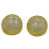Oro Laminado Stud Earring, Gold Filled Style with White Cubic Zirconia, Polished, Golden Finish, 02.436.0049