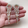 Oro Laminado Long Earring, Gold Filled Style with White Cubic Zirconia, Polished, Golden Finish, 02.436.0050