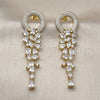 Oro Laminado Long Earring, Gold Filled Style with White Cubic Zirconia, Polished, Golden Finish, 02.436.0050