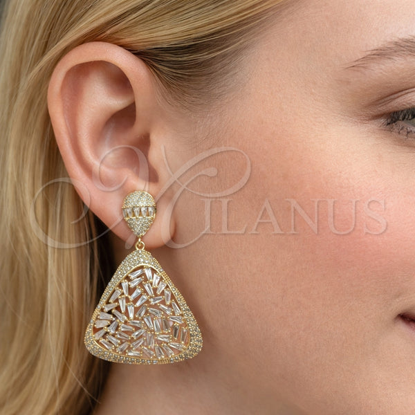 Gold Filled Ring — Stud Earring Teardrop and Baguette Design with White — alternate product view — SKU 164294 | Oro Laminado anillo — Stud Earring Teardrop and Baguette diseño with blanco — SKU 164294