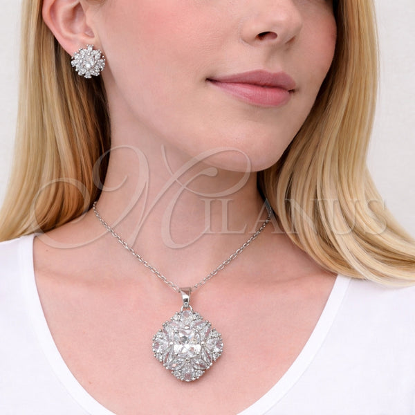 White Gold Filled Ring — Earring and Pendant Adult Set Cluster Design with — alternate product view — SKU 164312 | Oro Laminado Blanco anillo — Earring and Pendant Adult Set Cluster diseño with — SKU 164312