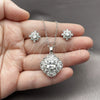 Rhodium Gold Filled Earring and Pendant Adult Set, Cluster Design, with White Cubic Zirconia, Polished, Rhodium Finish, 10.448.0001