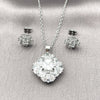 Rhodium Gold Filled Earring and Pendant Adult Set, Cluster Design, with White Cubic Zirconia, Polished, Rhodium Finish, 10.448.0001