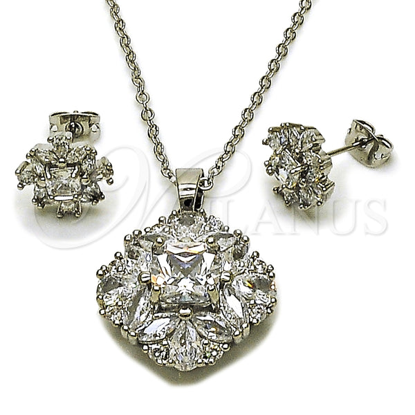 White Gold Filled Ring — Earring and Pendant Adult Set Cluster Design with — main product view — SKU 164312 | Oro Laminado Blanco anillo — Earring and Pendant Adult Set Cluster diseño with — SKU 164312
