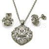 Rhodium Gold Filled Earring and Pendant Adult Set, Cluster Design, with White Cubic Zirconia, Polished, Rhodium Finish, 10.448.0001
