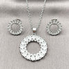 Rhodium Gold Filled Earring and Pendant Adult Set, Teardrop Design, with White Cubic Zirconia, Polished, Rhodium Finish, 10.448.0003