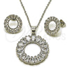 Rhodium Gold Filled Earring and Pendant Adult Set, Teardrop Design, with White Cubic Zirconia, Polished, Rhodium Finish, 10.448.0003