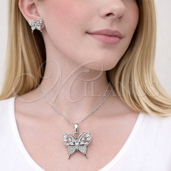 White Gold Filled Ring — Earring and Pendant Adult Set Butterfly and Baguette — alternate product view — SKU 164315 | Oro Laminado Blanco anillo — Earring and Pendant Adult Set Butterfly and Baguette — SKU 164315