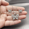 Rhodium Gold Filled Earring and Pendant Adult Set, Butterfly and Baguette Design, with White Cubic Zirconia and White Micro Pave, Polished, Rhodium Finish, 10.448.0004
