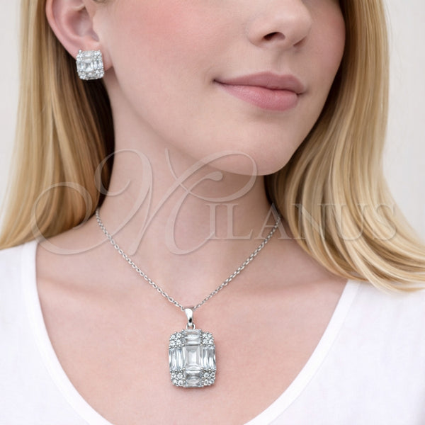 White Gold Filled Ring — Earring and Pendant Adult Set Cluster Design with — alternate product view — SKU 164317 | Oro Laminado Blanco anillo — Earring and Pendant Adult Set Cluster diseño with — SKU 164317